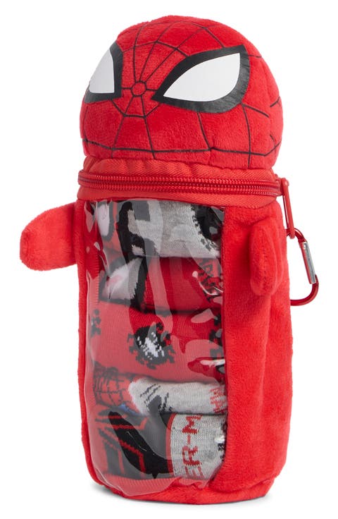 Kids' Marvel Spiderman Assorted 5-Pack Socks with Reusable Pouch (Little Kid & Big Kid)