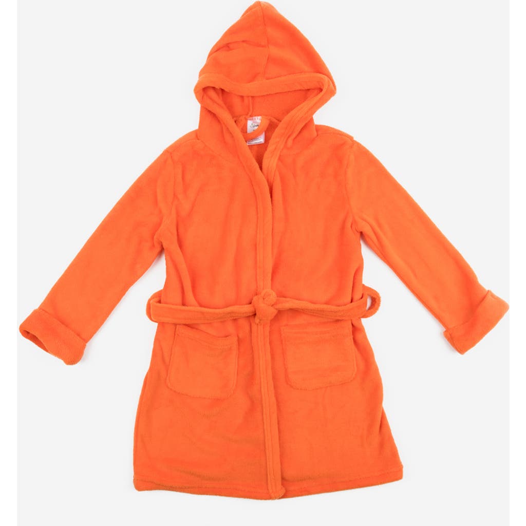 Leveret Kids Fleece Hooded Robe, Solid Colors In Orange