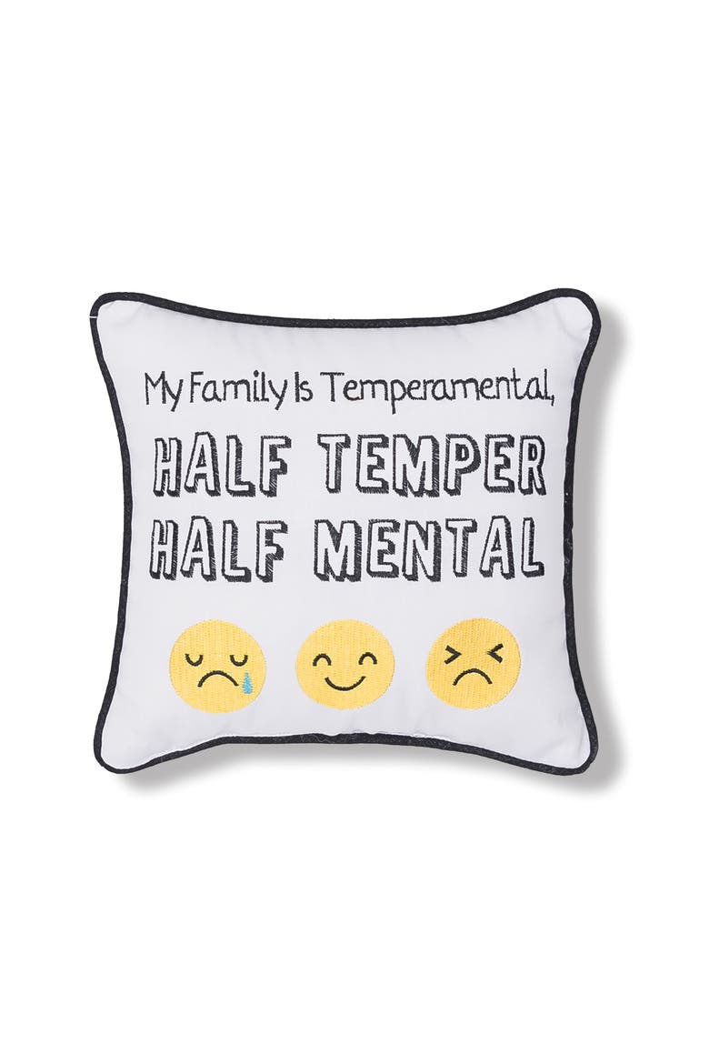Tempermental Embroidered Small/Petite Accent Pillow, 10" x 10", Main, color, black
