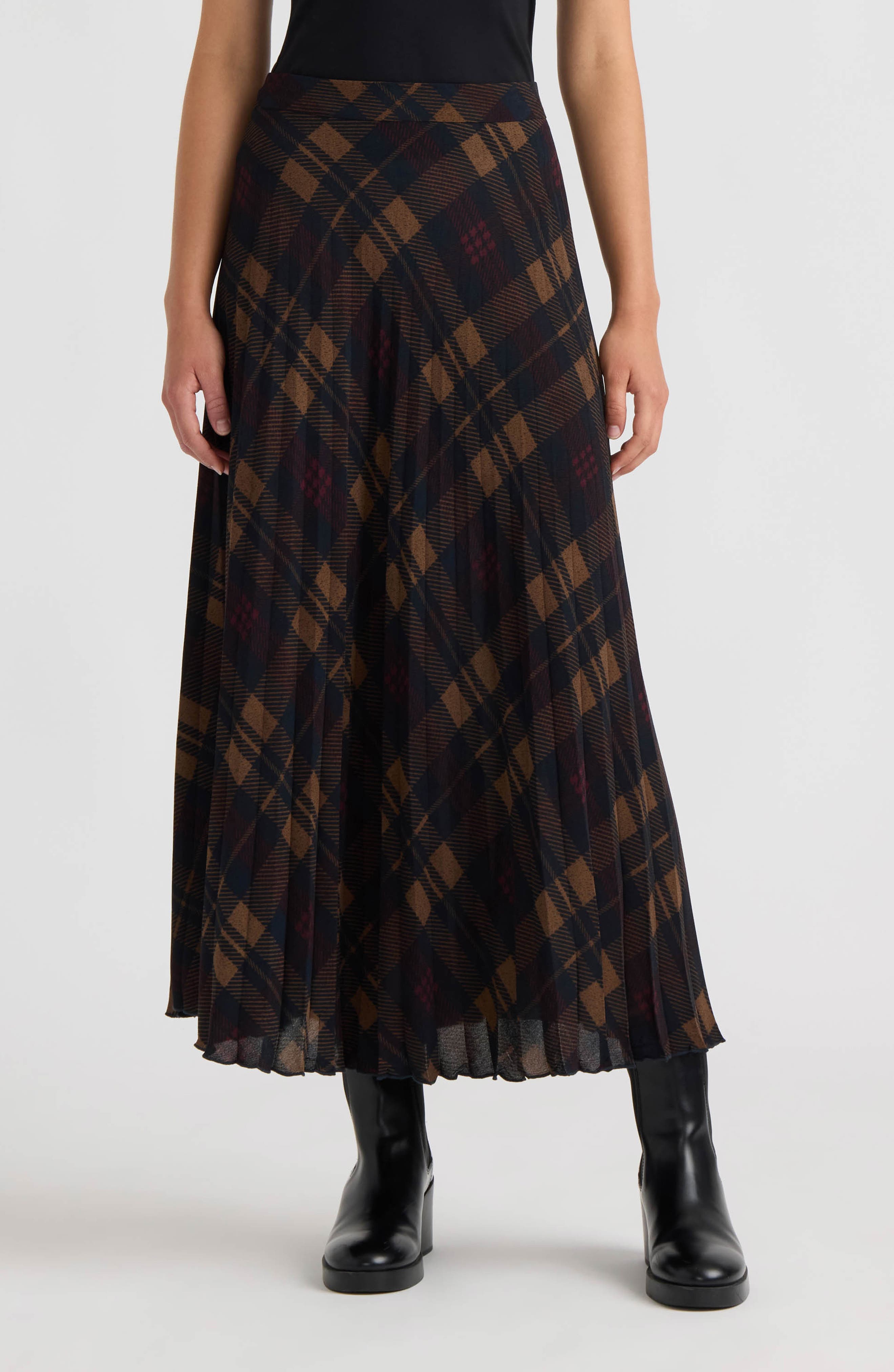 Plaid Pleated Skirt