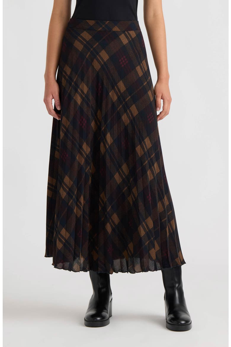 Plaid Pleated Skirt, Main, color, NAVY PLAID
