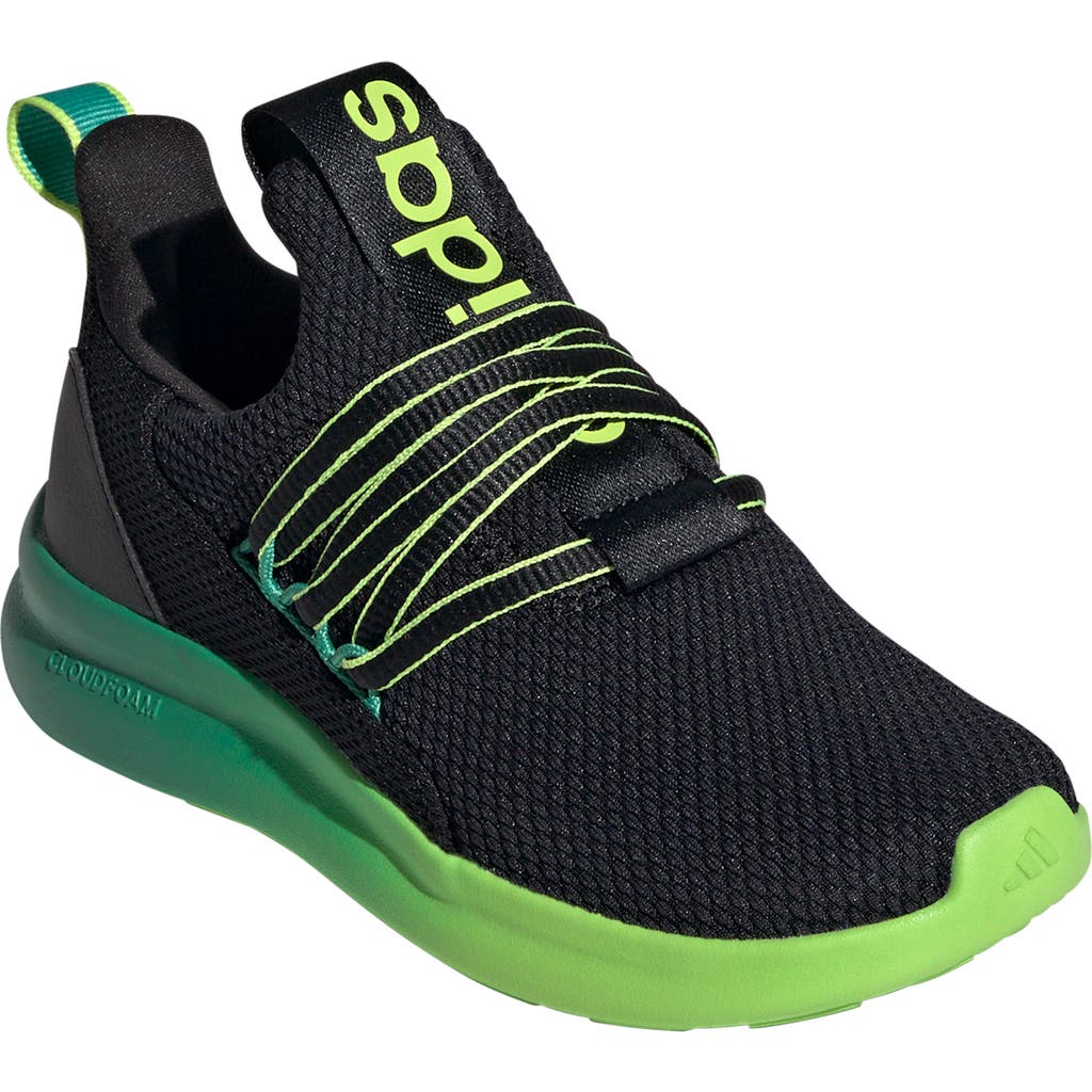 Adidas Originals Adidas Kids' Lite Racer Adapt 7.0 Slip-on Sneaker In Black/green/solar Slime