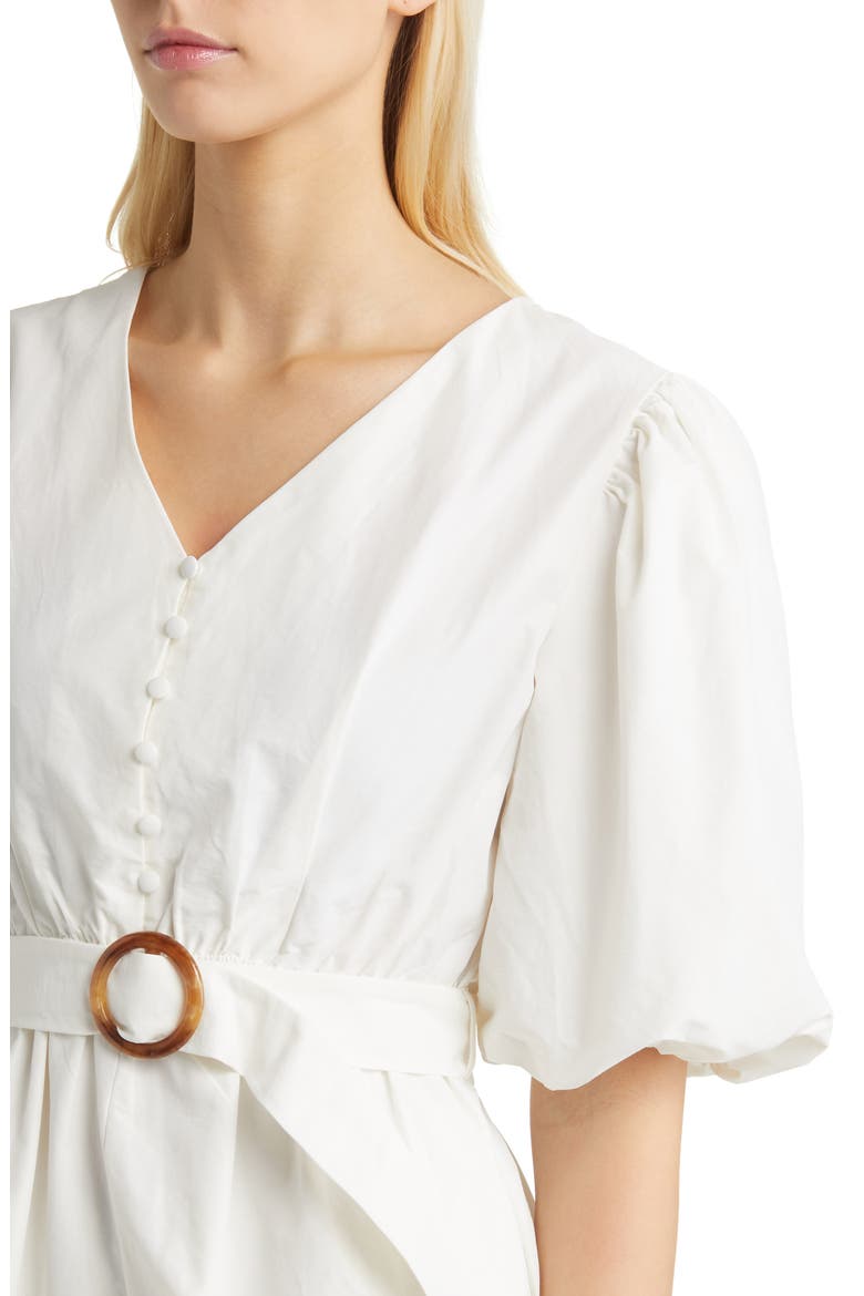 Balloon Sleeve Midi Dress, Alternate, color, WHITE