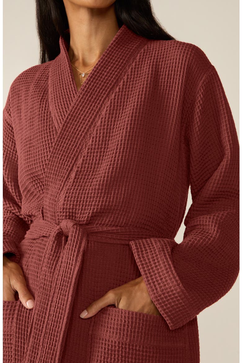 Gender Inclusive Organic Cotton Waffle Texture Robe, Alternate, color, GARNET