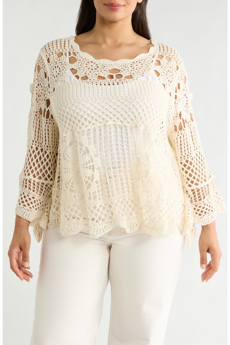 Cotton Crochet Top, Main, color, NATURAL