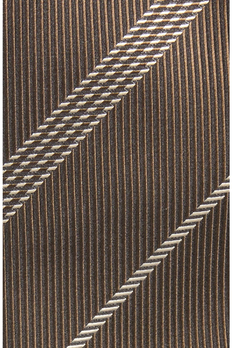 Stripe Silk Tie, Alternate, color, BROWN