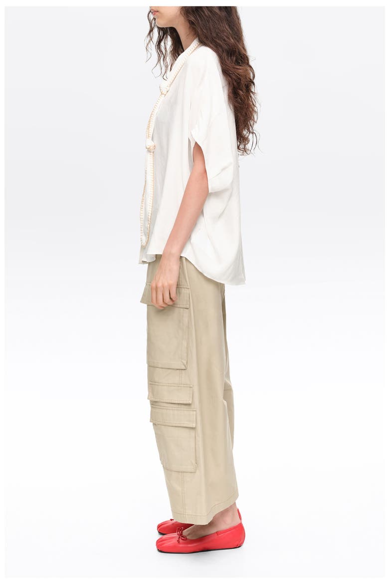 Knotted neckline cape shirt, Alternate, color, WHITE
