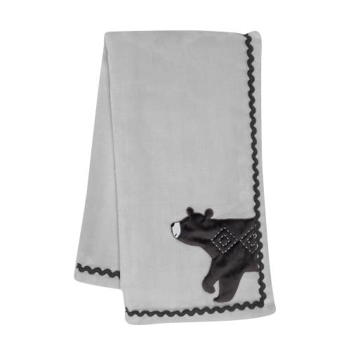 Lambs & Ivy Woodland Forest Fleece Bear Nursery Baby Blanket In Gray