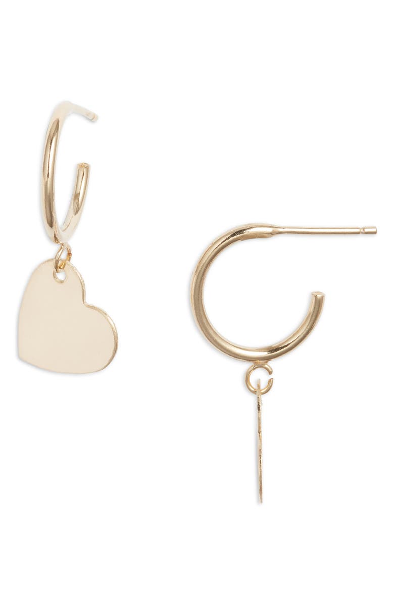 Set & Stones Sophia Heart Charm Huggie Hoop Earrings, Main, color, Gold