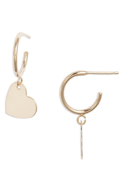 Sophia Heart Charm Huggie Hoop Earrings