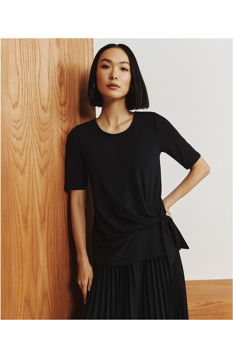 Lands
 End Lightweight Jersey Tie Front Top, Alternate, color, 