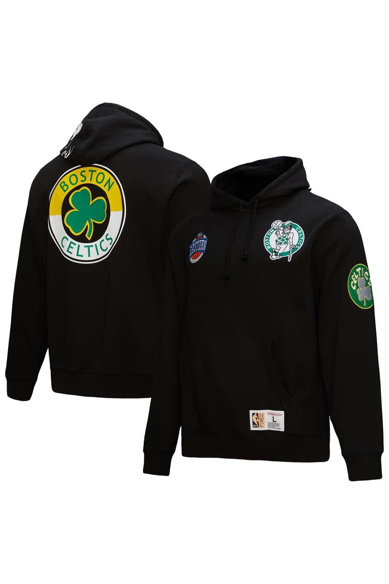 Men's Mitchell & Ness  Black Boston Celtics Hardwood Classics Blackout Collection Pullover Hoodie, Alternate, color, Black