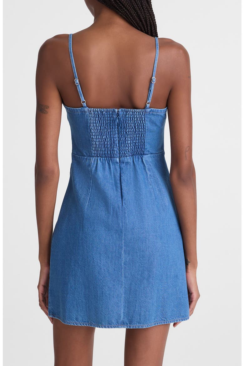 denim ruched mini dress Washed Indigo boohoo Ruched Strapless Denim Mini Dress