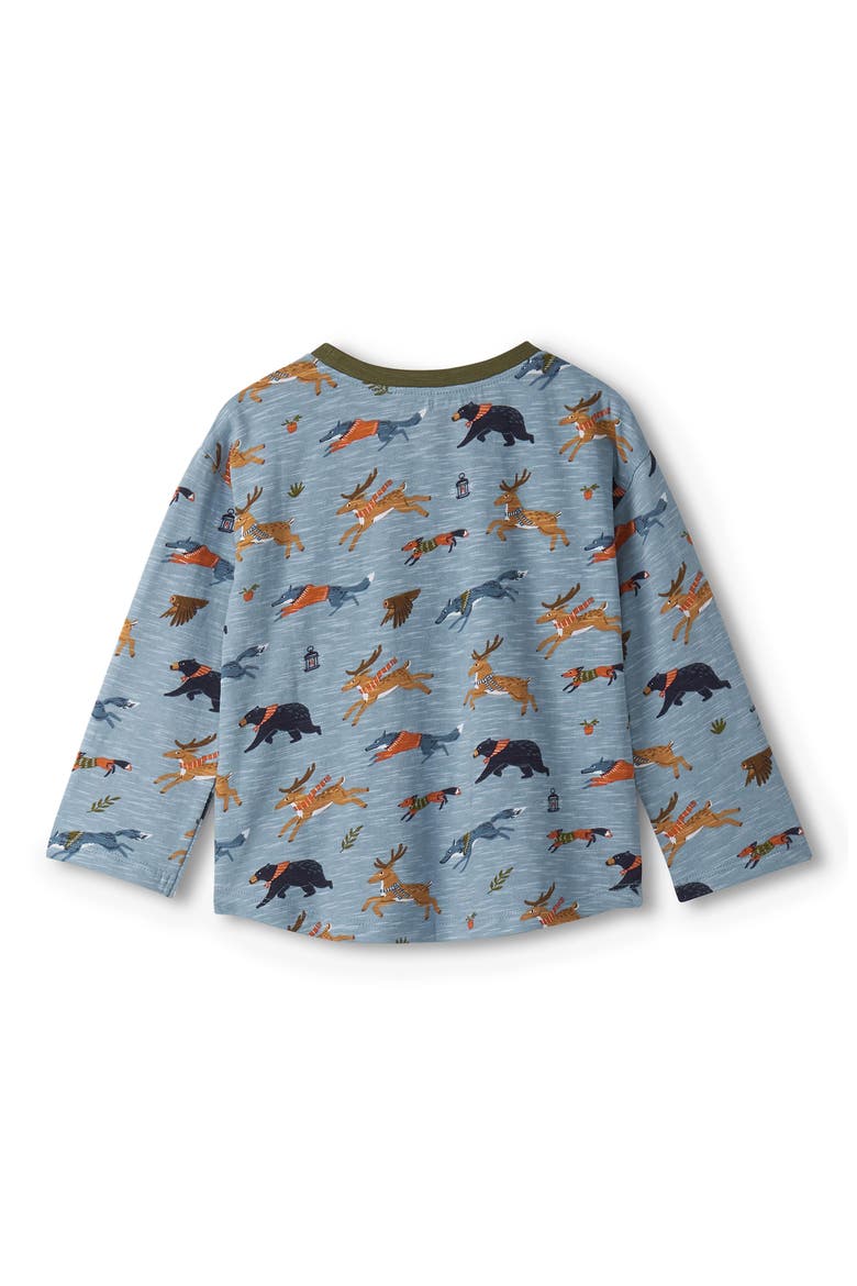 Forest Animals Slub Cotton T-Shirt & Joggers Set, Alternate, color, BLUE MULTI