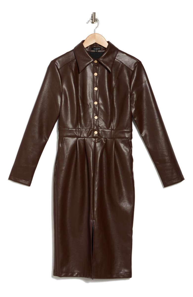 AREA STARS Antonia Long Sleeve Faux Leather Dress, Alternate, color, 
