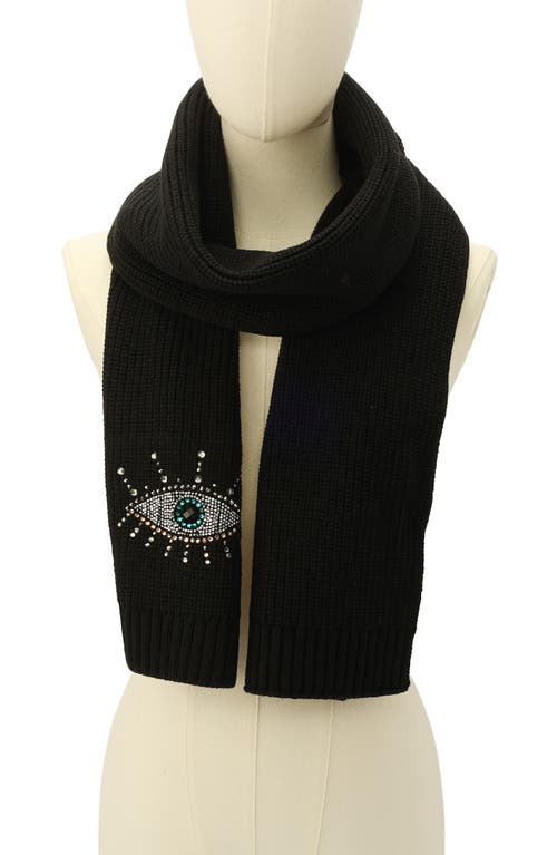 Kurt Geiger London Evil Eye Crystal Embellished Scarf In Black