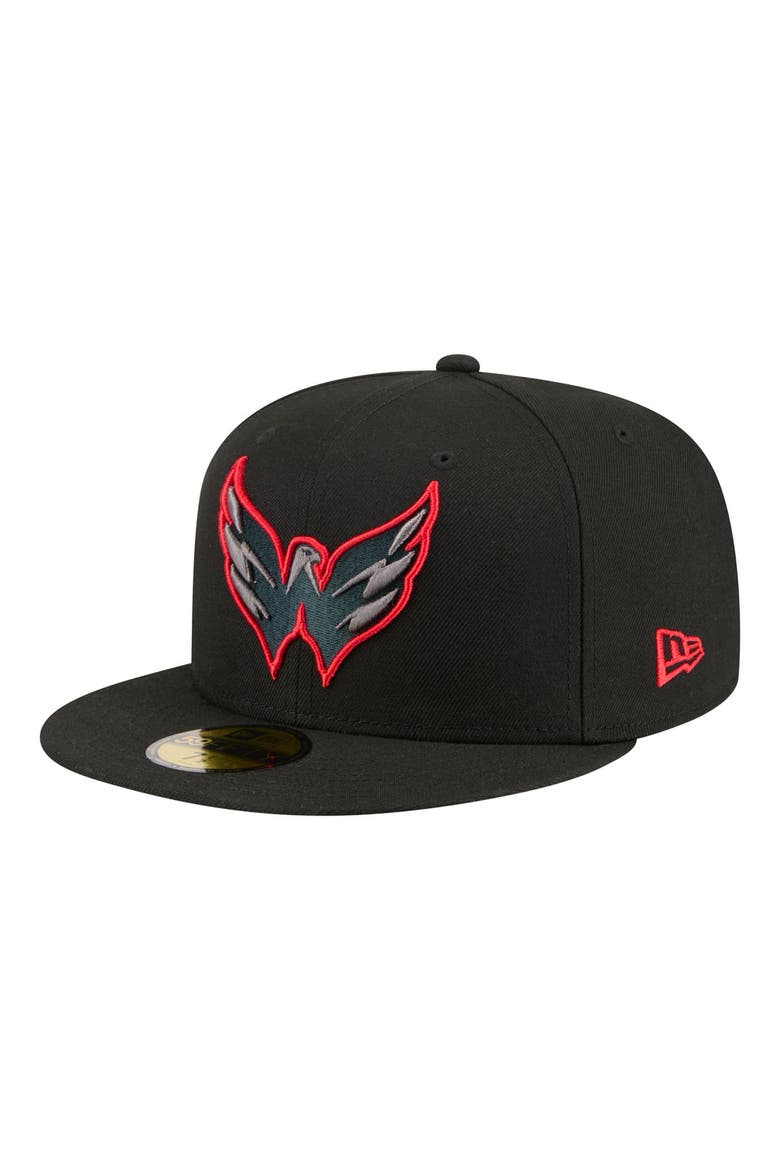 Men's New Era Black Washington Capitals Color Pop 59FIFTY Fitted Hat, Main, color, Black