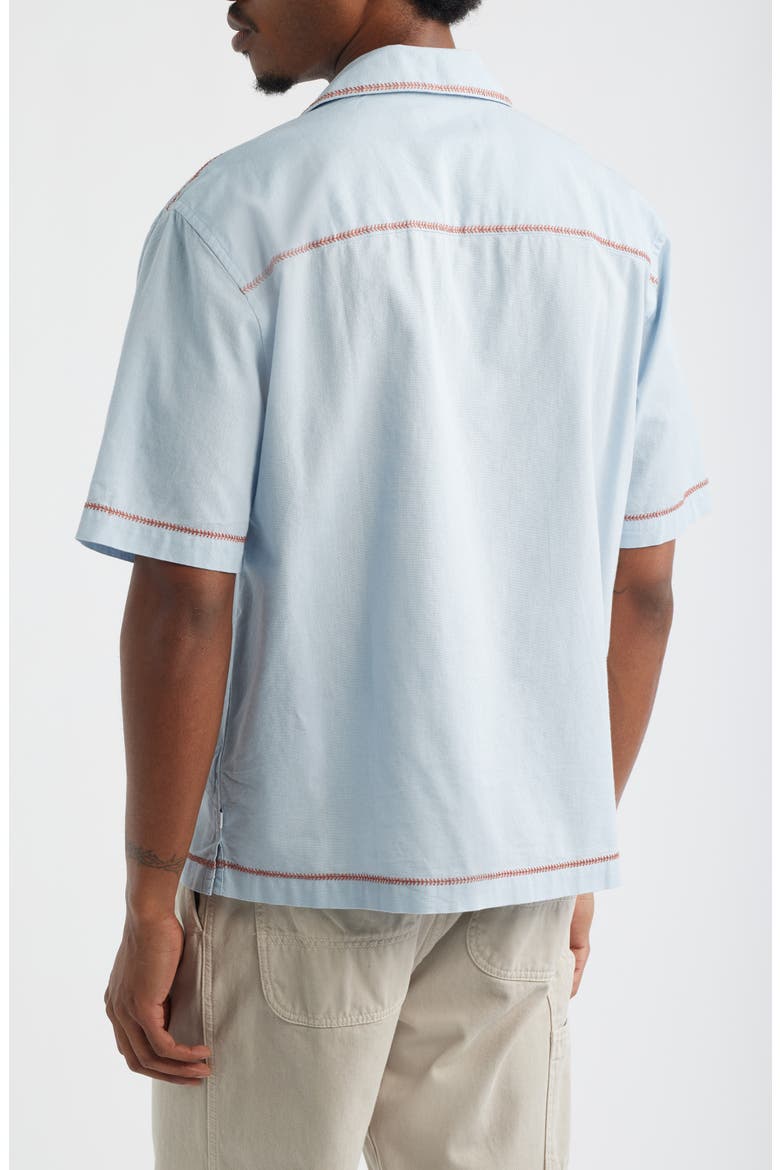 Keats Embroidered Short Sleeve Button-Up Shirt, Alternate, color, LIGHT BLUE / RUST