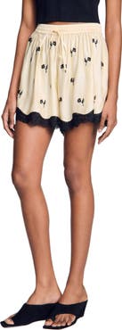 SANDRO Floral embroidered shorts