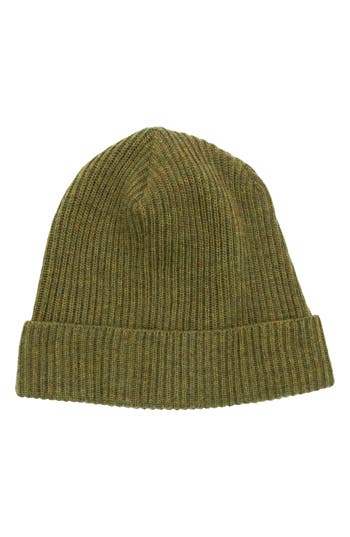 Portolano Merino Wool Rib Cuff Beanie In Green