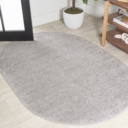 Jonathan Y Haze Solid Low-pile Oval Area Rug In Slate-grey