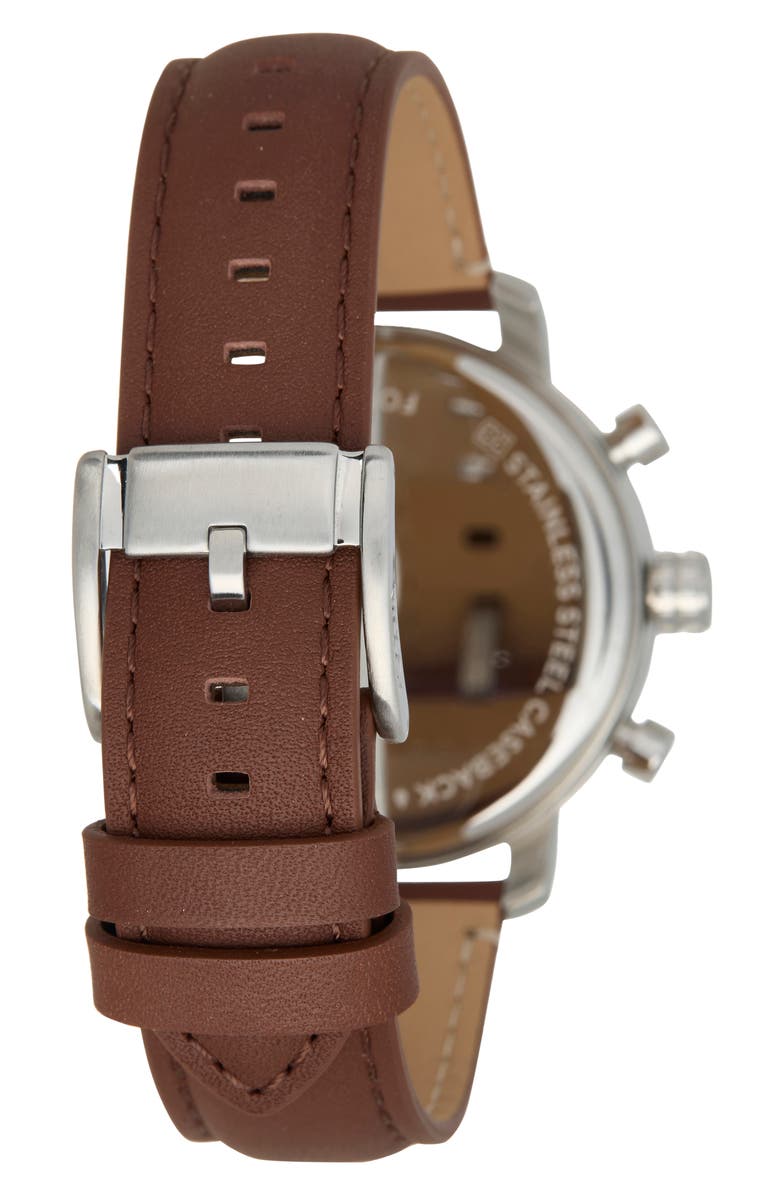 Fossil Rhett Multifunction Brown LiteHide<sup>™</sup> Leather Watch, Alternate, color,