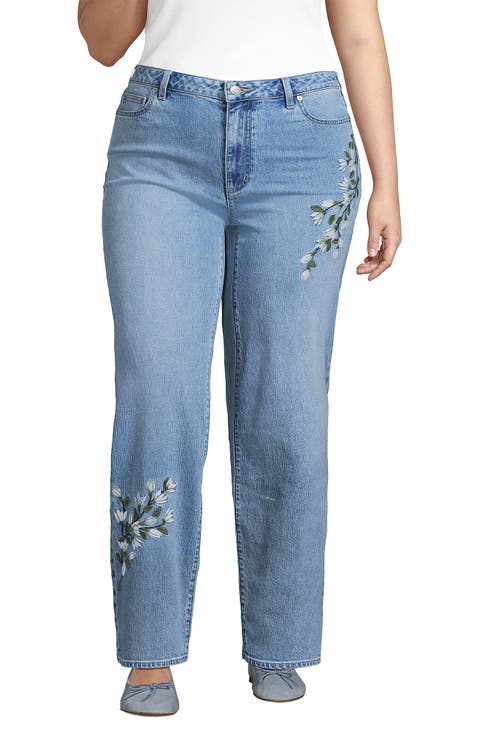 Plus Size Soft Denim Mid Rise Relaxed Straight Leg Jeans