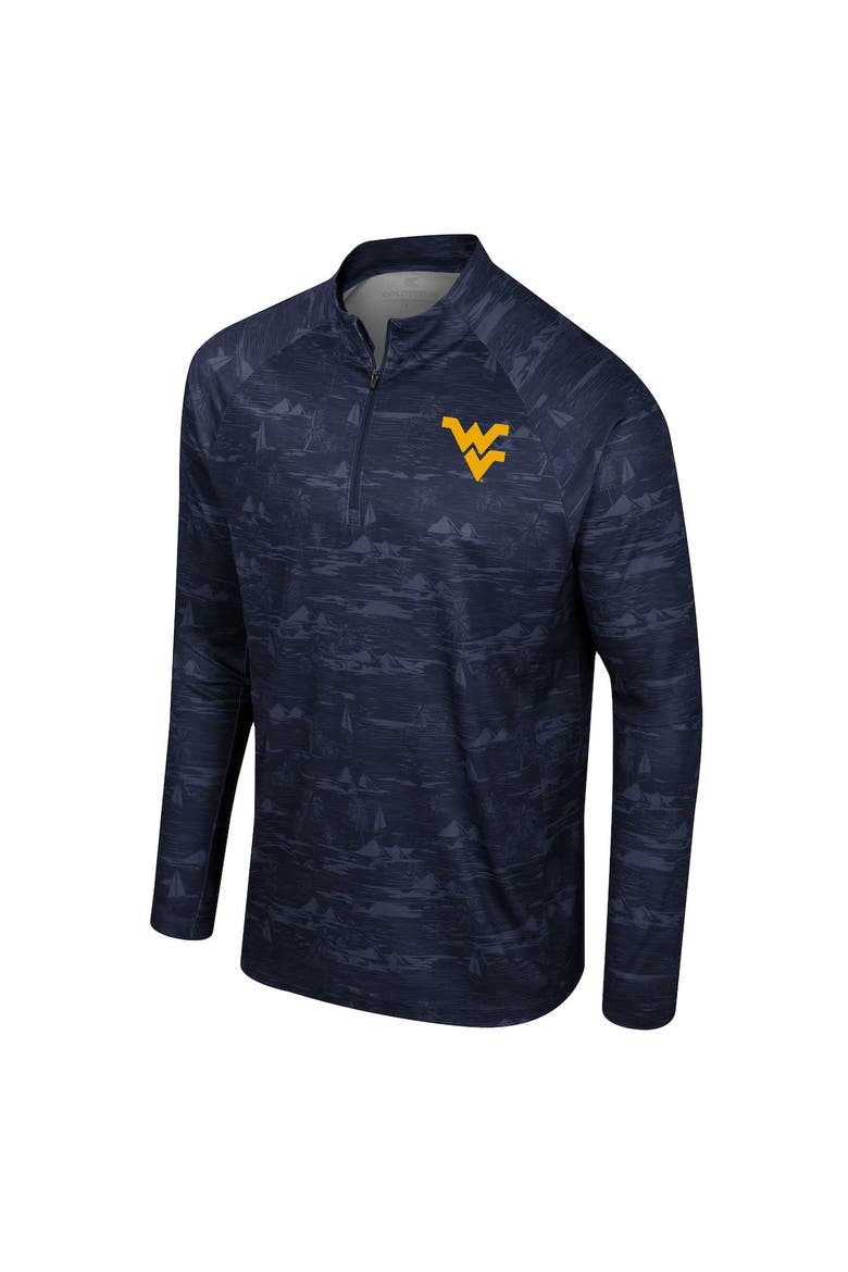 Men's Colosseum Navy West Virginia Mountaineers Carson Raglan Quarter-Zip Jacket, Alternate, color, Navy