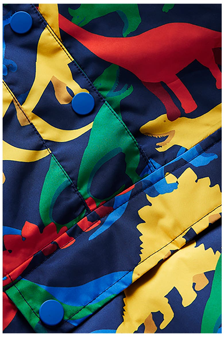 Kids' Waterproof Hooded Popover Rain Jacket, Alternate, color, NAVY MULTI DINOS