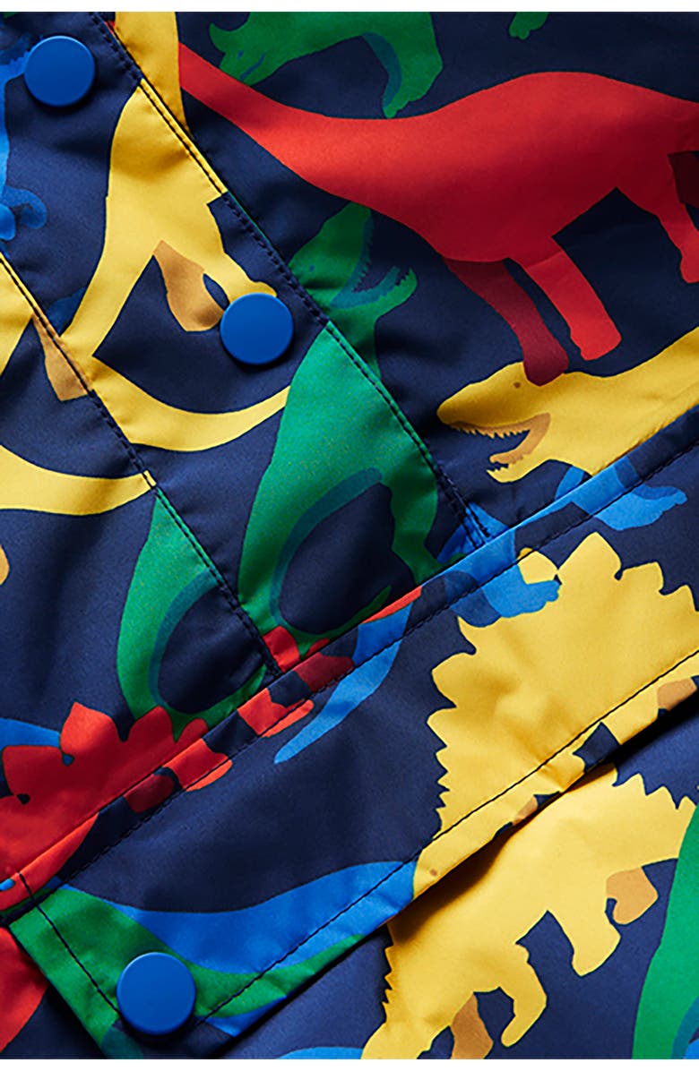 Mini Boden Kids' Waterproof Hooded Popover Rain Jacket, Alternate, color, Navy Multi Dinos