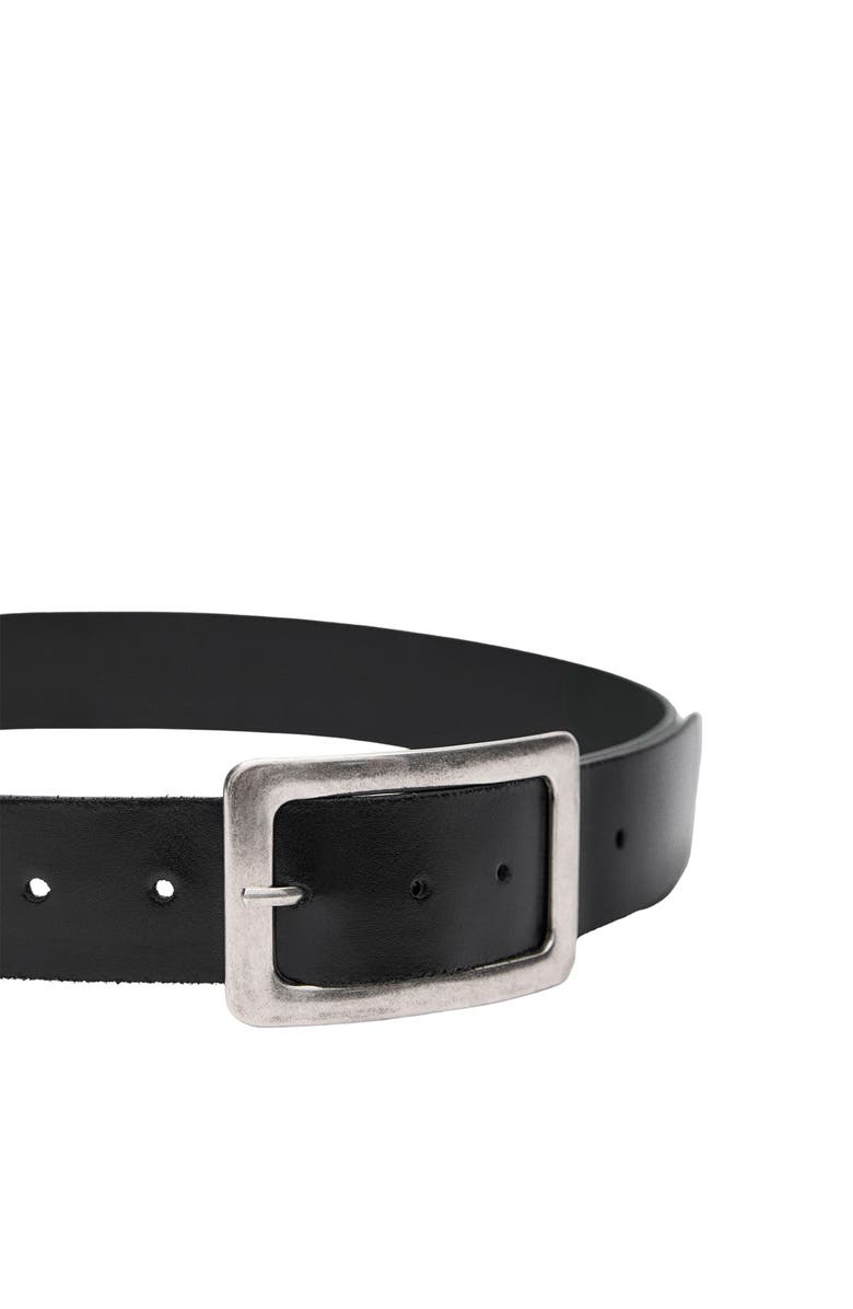 MANGO Square Buckle Leather Belt, Alternate, color,