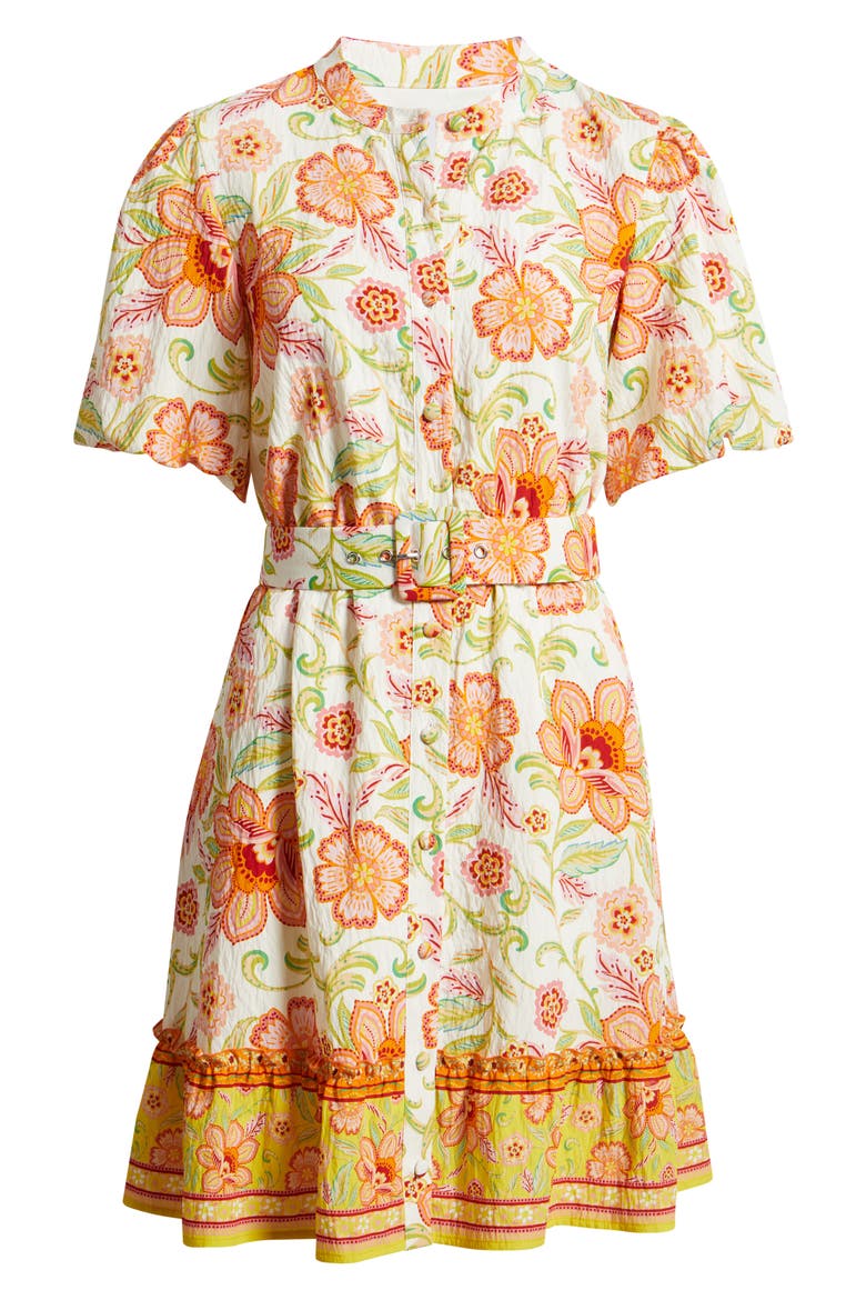 Sunkissed Floral Puff Sleeve Belted Dress, Alternate, color, SUNKISS