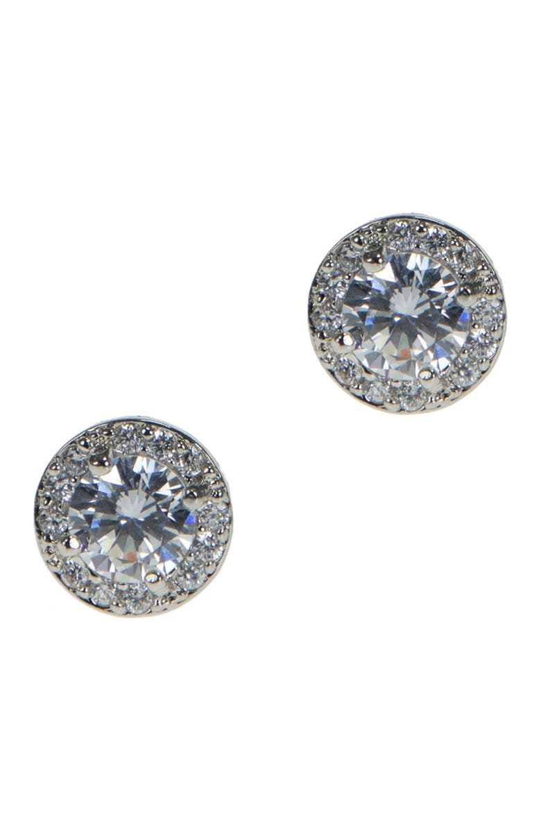 CZ by Kenneth Jay Lane Prong Set CZ Halo Stud Earrings, Alternate, color, 