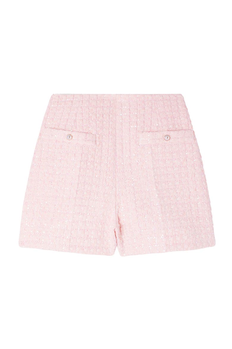 Sequin check tweed shorts, Alternate, color, Pink
