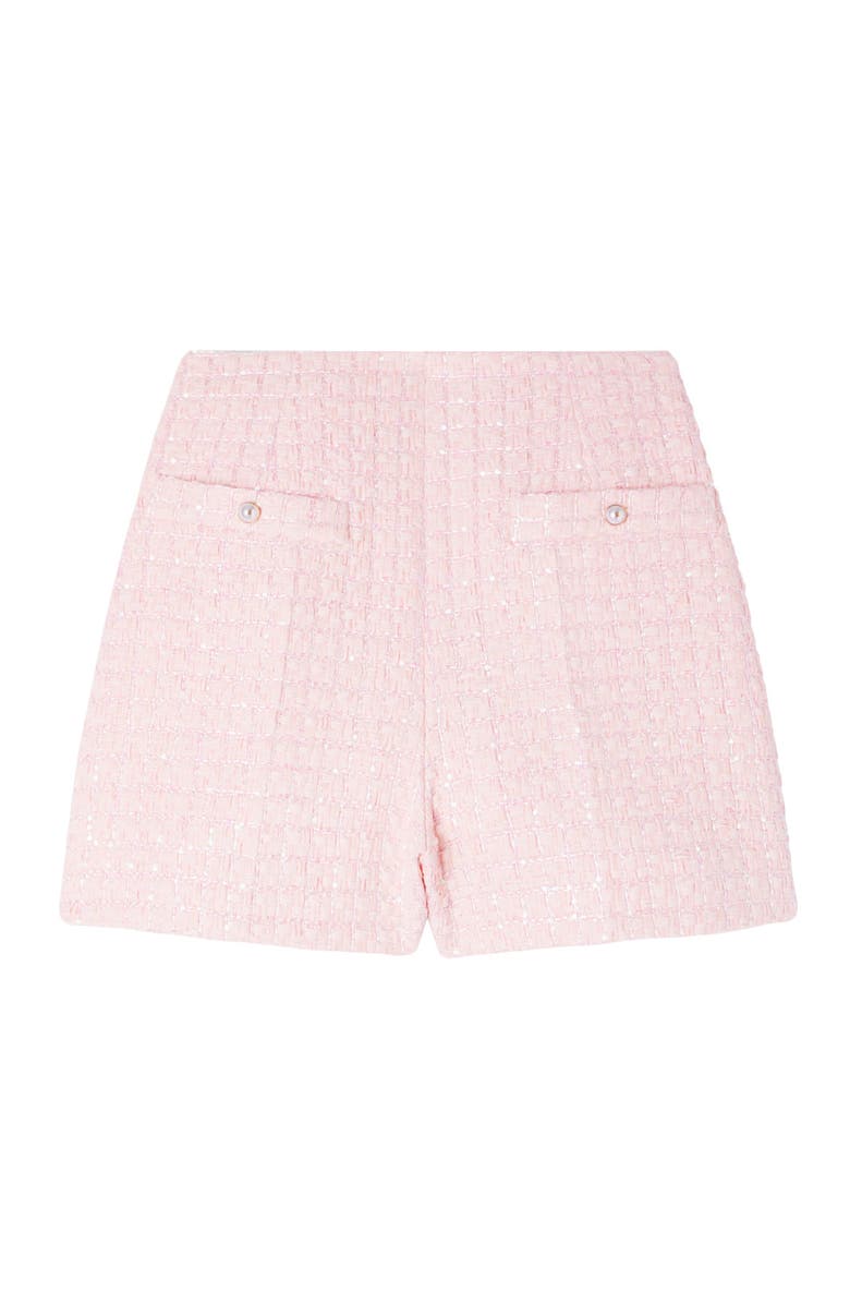 SANDRO Sequin check tweed shorts, Alternate, color, Pink