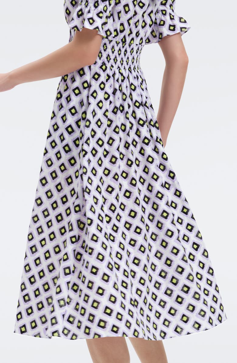 Diane von Furstenberg Erica Button Front Cotton Midi Dress, Alternate, color,