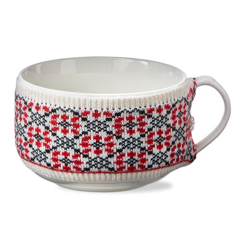 Winter Sketches Flower Sweater Mug Red Blue Bone China