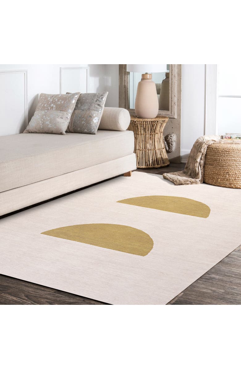 JONATHAN Y Luola Minimalist Geometric Machine-Washable Area Rug, Alternate, color, Cream/Moss