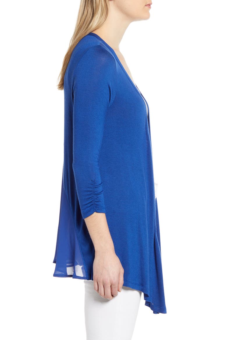 Mixed Media Cardigan, Alternate, color, INDIGO