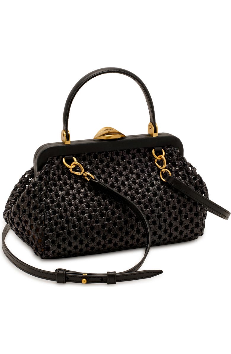 Cult Gaia Zuma Woven Frame Top Handle Bag, Alternate, color, Black