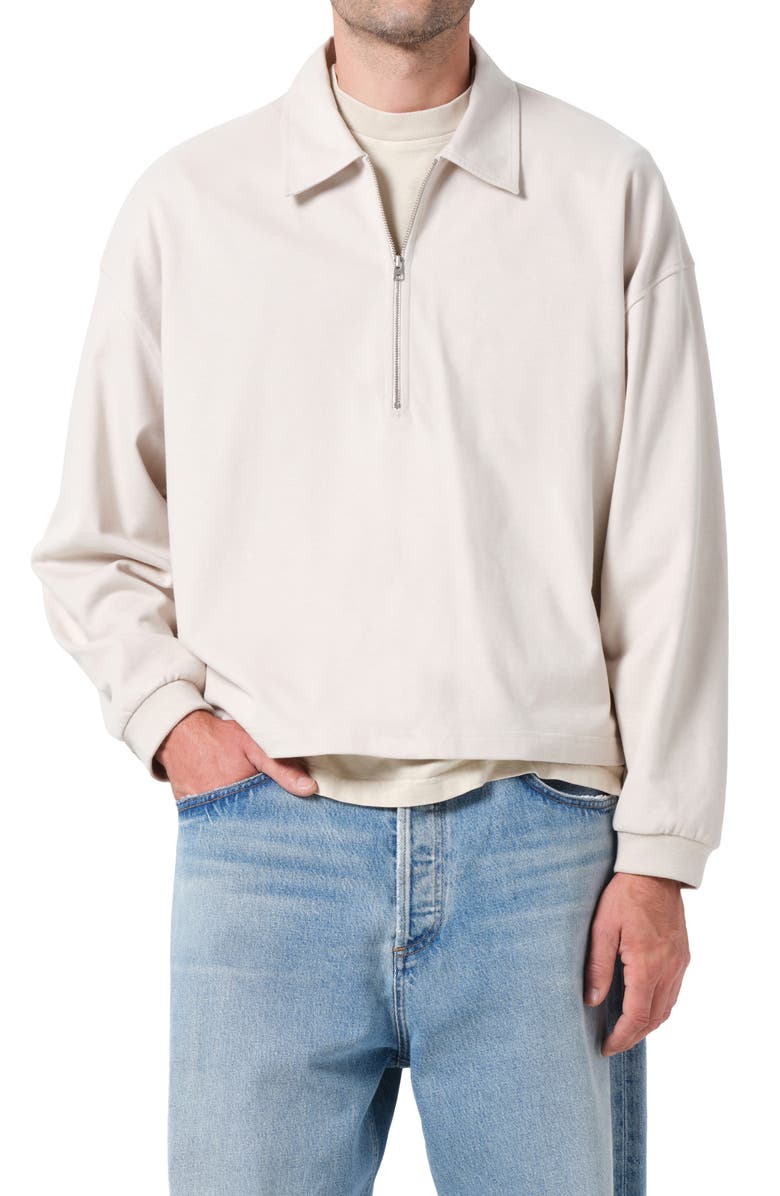 AGOLDE Darius Half Zip Polo, Main, color, Sand Light Beige