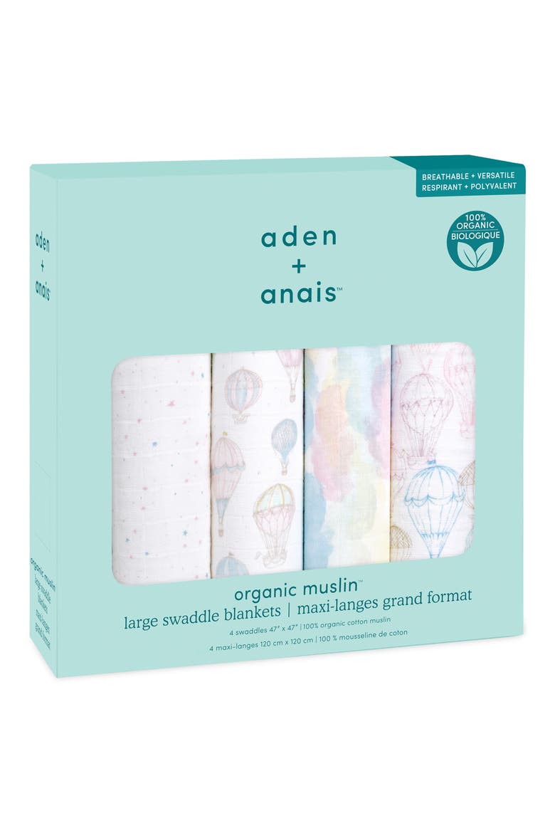 4-Pack Classic Swaddling Cloths, Alternate, color, ABOVE THE CLOUDS PINK