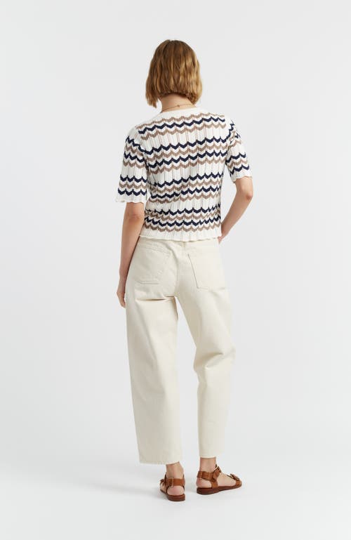 Chinti & Parker Cotton Chevron Stitch T-shirt In Navy