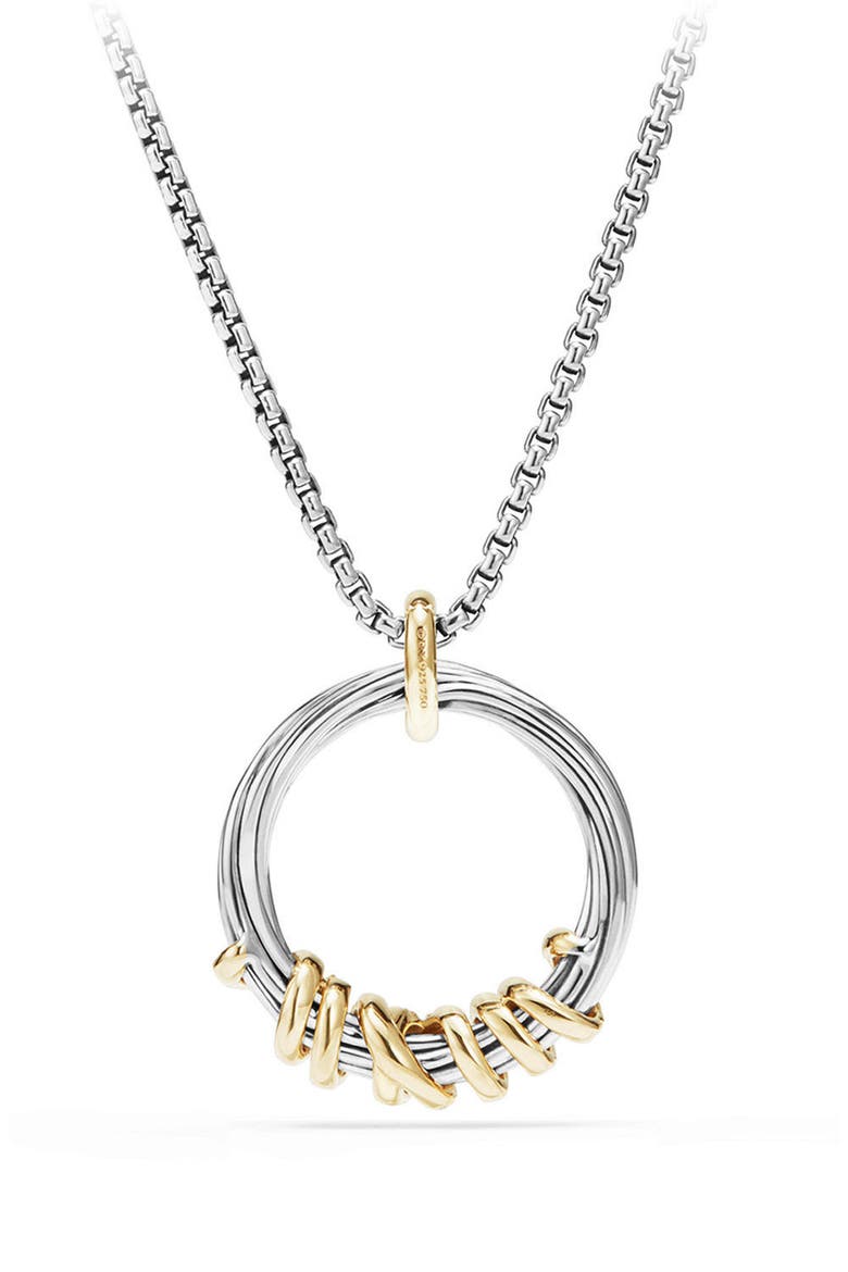 Helena Medium Pendant Necklace with Diamonds & 18K Gold, Alternate, color, SILVER/ GOLD