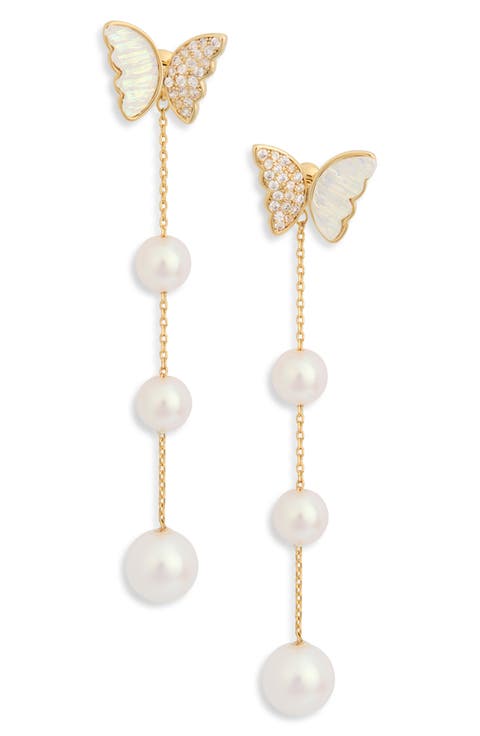 Jordan Faux Pearl Butterfly Drop Earrings