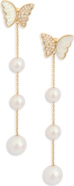 EYE CANDY LOS ANGELES Jordan Faux Pearl Butterfly Drop Earrings