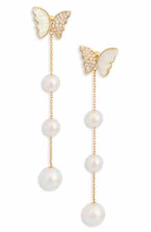EYE CANDY LOS ANGELES Jordan Faux Pearl Butterfly Drop Earrings
