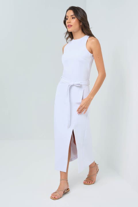 Galina Performance Twill Belted Skirt
