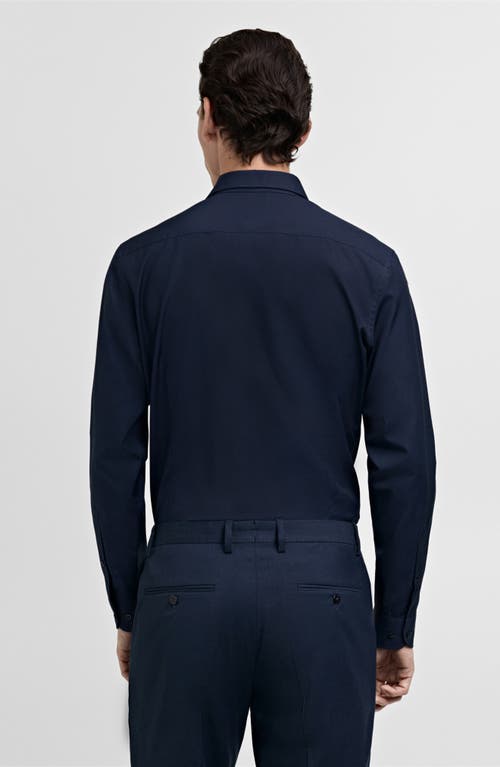 Mango Slim Fit Cotton Poplin Suit Button-up Shirt In Dark Navy