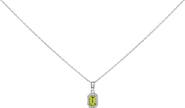 Haus of Brilliance 10K White Gold 5x3mm Birthstone and Diamond Accent Halo Octagonal Shape Pendant Necklace